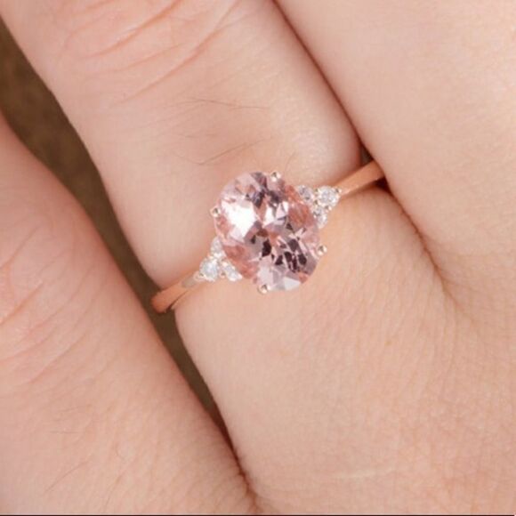 NEW Pink Sapphire 18 K Rose Gold Filled Ring 5 6 - Picture 3 of 11